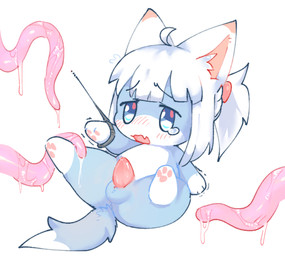 animal_genitalia animal_penis arms_tied balls blue_balls blue_body blue_eyes blue_fur blush bodily_fluids bound chibi crying dipstick_tail feet feral fur genital_fluids genitals glistening glistening_eyes glistening_genitalia glistening_penis glistening_tentacles hair hindpaw imminent_sex leaking_precum male markings micropenis multicolored_body multicolored_fur open_mouth pawpads paws penis pink_penis pink_tentacles ponytail precum quadruped shaking simple_background small_balls small_penis solo sweat_emanata tail tail_markings tears tentacles two_tone_body two_tone_fur white_background white_body white_fur white_hair young kirichiiii domestic_cat felid feline felis mammal