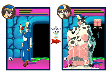 before_and_after belly big_breasts big_butt bodily_fluids breasts butt cleric clothing drooling dungeon eyewear female fur gameplay_mechanics gender_transformation glasses gui health_bar hoof_hands hooves huge_breasts huge_butt human_to_anthro hyper hyper_breasts hyper_butt hyper_udder lactating male markings milk mtf_transformation multi_breast potion saliva species_transformation spots spotted_body spotted_fur status_effect tail tail_tuft teats text tongue tongue_out transformation transformation_potion transformation_through_magic tuft udder_lactation udders wardrobe_malfunction weight_gain wide_hips thedarkjudge96 bovid bovine cattle human mammal english_text hi_res