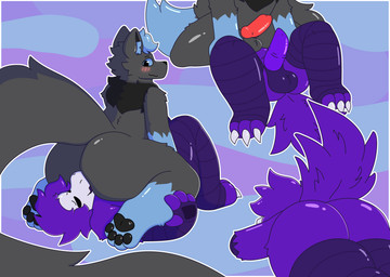 anal animal_genitalia animal_penis anthro avian_feet balls big_butt big_tail blue_hair blue_sclera blush blush_lines butt canine_genitalia canine_penis chest_fur claws crossed_arms duo erection eyes_closed face_in_ass facesitting fluffy fluffy_hair genitals glistening glistening_body hair hand_on_leg hands_on_legs hands_on_thighs holding_leg huge_tail kneeling knot knotted_penis leaning leaning_forward long_tail looking_at_another looking_down lying male male/male mane neck_tuft on_back on_front open_mouth oral pawpads paws penis purple_body rear_view rimming rimming_male scuted_arms scuted_legs scutes sex sitting sitting_on_another spread_legs spreading tail tapering_penis thick_thighs three-quarter_view toe_claws tuft sugar_but_nsfw sugar_(sugar_but_nsfw) avian canid canine canis mammal wolf absurd_res colored digital_drawing_(artwork) digital_media_(artwork) hi_res shaded