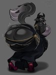 anthro balls_outline bangs big_breasts big_butt black_body black_fur black_hair blunt_bangs bouncing_butt breasts bubble_butt bulge butt butt_focus butt_squish chain cleavage cleavage_overflow clothed clothing detailed_bulge dipstick_tail dress floppy_ears fluffy fluffy_tail footwear fur genital_outline genitals gloves_(marking) gold_(metal) gold_chain green_eyes grey_body grey_fur gynomorph hair heterochromia high_heels horn huge_breasts huge_butt intersex knock-kneed leg_markings logo long_hair long_tail looking_back markings motion_lines multicolored_body multicolored_fur open_mouth penis purple_eyes rear_view shoes simple_background skindentation socks_(marking) solo spiked_tail spikes spikes_(anatomy) squish tail tail_markings text throbbing throbbing_penis tight_clothing torn_clothing torn_dress two_tone_body two_tone_fur wardrobe_malfunction idlepotoo hollow_hip_backless_chain_dress meme_clothing lucy_(thisaccountdoesexist) demon domestic_cat felid feline felis hybrid mammal succubus 2024 absurd_res artist_logo artist_name colored digital_drawing_(artwork) digital_media_(artwork) full-length_portrait hi_res meme portrait shaded signature