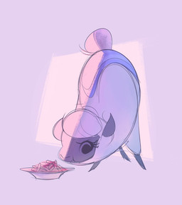 abstract_background ambiguous_gender eating feral food fur grey_body pasta quadruped solo tail white_body white_fur itsdanfango alpaca camelid mammal 2018 sketch