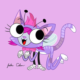 4_arms antennae_(anatomy) anthro big_eyes bow_tie clothing costume feline_nose female fur fursuit gloves grey_body grey_skin hair handwear insect_wings multi_arm multi_limb pink_bow_tie pink_hair pink_nose purple_body purple_fur purple_stripes purple_tail solo stripes tail voice_actor_joke white_clothing white_gloves white_handwear white_paws wings justin_caban disney puppy_dog_pals the_buzz_on_maggie hissy_(puppy_dog_pals) maggie_pesky arthropod domestic_cat felid feline felis fly_(animal) insect mammal