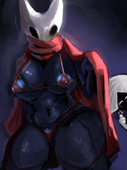 anthro bikini clothing female solo swimwear triangle_bikini two-piece_swimsuit guzart hollow_knight:_silksong hollow_knight_(franchise) team_cherry hornet_(hollow_knight) arthropod 3:4 hi_res painting_(artwork)