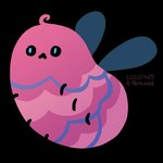 6_legs blue_eyes blue_stripes curled_hair feral hair insect_wings pink_stripes simple_background simple_eyes solo striped_body stripes transparent_background wings abramek cohost eggbug_(cohost) arthropod insect 1:1 2022 alpha_channel artist_name dated