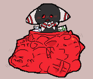 >_< ambiguous_gender ambiguous_humanoid black_body black_face blush blush_lines bodily_fluids bottomwear cheek_blush clenched_eyes clothing collar empty_eyes eyes_closed face_imprint flustered frown gift hand_imprint hands_on_chin imprint inside_clothing monotone_background multicolored_ears nervous nose_blush noseless not_furry open_frown open_mouth oversized_bottomwear oversized_clothing oversized_pants pants red_arms red_blush red_collar red_ears red_eyes red_mouth red_stripes ringed_ears simple_background solo striped_arms striped_ears stripes struggling sweat sweatdrop trapped_in_clothing trapped_in_underwear triangle_mouth two_tone_arms two_tone_collar two_tone_ears white_arms white_collar white_ears meatcanister nintendo super_smash_bros. humanoid poppant 2026 digital_media_(artwork) english_description pixel_(artwork)