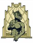 anthro art_deco male muscular muscular_anthro muscular_male nude ornament solo tongue tongue_out saterina slash_freezen scalie artist_collaboration half-length_portrait hi_res portrait signature