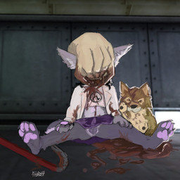 anthro blood bodily_fluids clothed clothing corpse female genitals gore gore_focus no_underwear pawpads paws plushie snuff solo vulva young klowntearss half-life valve canid canine headcrab mammal 1:1 absurd_res hi_res