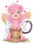 chest_tuft daww food fur green_eyes heart_symbol honey_(food) male one_eye_closed pink_body pink_fur solo tail tuft wink ende disney gummi_bears cubbi_(fan_character) bear mammal