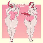 abs anthro big_breasts breasts butt claws featureless_breasts featureless_crotch female flirting fluffy heart_pattern heart_symbol heartbutt horn huge_breasts inviting looking_at_viewer melee_weapon pokemorph polearm scythe solo thick_thighs weapon wide_hips tattoorexy nintendo pokemon aphrodite_the_absol absol generation_3_pokemon mammal pokemon_(species) shiny_pokemon 1:1 hi_res model_sheet