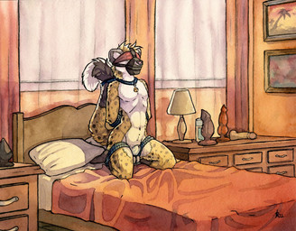 animal_genitalia anthro balls bdsm bed bedroom bell blindfold blue_collar bondage bound chastity_cage chastity_device collar dildo frogtied fur furniture genitals knot knotted_dildo legs_tied male muzzle_(object) muzzled nude on_bed over_sheath_chastity_cage restrained rope sex_toy sheath sheath_chastity_cage solid_chastity_cage solo submissive submissive_male tail toy wearing_chastity_cage wearing_chastity_device ruaidri boost_(mitchd03) cheetah felid feline mammal