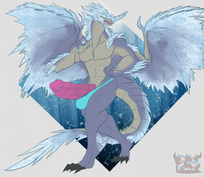 abs angry anthro balls_outline biceps big_penis black_claws black_sclera blue_clothing blue_thong blue_underwear bulge claws clothing dark_sclera detailed_bulge disgust erection fangs genital_outline genitals horn huge_penis ice looking_at_viewer looking_away male multicolored_body muscular muscular_anthro muscular_male narrowed_eyes penis pupils simple_background slit_pupils snowflake solo spread_wings tail teeth thong toe_claws triceps two_tone_body underwear walking wings yellow_eyes daikuhiroshiama capcom monster_hunter elder_dragon velkhana 2025 hi_res