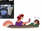 anthro beverage bubble_tea cellphone cursed_image disgust disgusted_expression electronics female food male pasta phone real screencap simple_background smartphone text white_background toughset twitter colette_(belise) canid canine fox mammal english_text hi_res