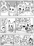 2019 6_panel_comic ambiguous_gender antennae_(anatomy) bayani_(yapc) black_and_white black_eyes black_nose black_text blaine_(yapc) bodily_fluids celebi celebi_(yapc) cheek_spots comic dialogue digital_media_(artwork) eevee ellipsis english_text exclamation_point eyebrows eyes_closed flavia-elric food fur furniture generation_1_pokemon generation_2_pokemon group legendary_pokemon looking_at_another lux_(yapc) monochrome motion_lines mouth_closed neck_tuft neil_(yapc) nintendo open_mouth open_smile paws pichu pikachu pokemon pokemon_(species) pokemon_mystery_dungeon pupils question_mark shadow shell smile sound_effects sparkles speech_bubble spike_chunsoft sweat sweatdrop table talking_to_another tears text tongue tuft wartortle white_sclera wings wood wood_furniture wood_table