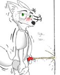 anthro bloodshot_eyes blush bodily_fluids bottomwear bottomwear_down clothed clothing desperation genital_fluids genitals holding_penis male male_peeing nervous omorashi pants pants_down partially_clothed pee_desperation pee_shivers peeing penis relieved shaking solo sweat urine urine_stream watersports illegaleel disney zootopia nick_wilde canid canine fox mammal red_fox true_fox 4:5 absurd_res hi_res