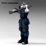 anthro clothing cropped_ears female police police_officer police_uniform solo uniform bambookat canid canine canis domestic_dog mammal pit_bull 1:1 3d_(artwork) animated digital_media_(artwork) huge_filesize long_playtime no_sound turntable_(animation) webm