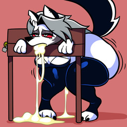 anthro black_clothing black_legwear black_nose black_thigh_highs black_toe_claws bodily_fluids breasts claws clothed clothed_anthro clothed_female clothing cum cum_from_mouth cum_from_vagina cum_in_mouth cum_in_vagina cum_inside eyelashes eyeshadow female female_anthro fur genital_fluids glistening glistening_eyelids grey_body grey_eyeshadow grey_fur grey_hair hair huge_hips legwear lock makeup motion_lines notched_ear red_sclera restraints simple_background solo standing stocks tail thick_thighs thigh_highs toe_claws white_body white_fur white_inner_ear wide_hipped_anthro wide_hipped_female wide_hips squeezysquisher hellaverse helluva_boss mythology loona_(helluva_boss) canid canid_demon canine demon hellhound mammal mythological_canine mythological_creature 1:1 2026 digital_media_(artwork) english_description hi_res portrait