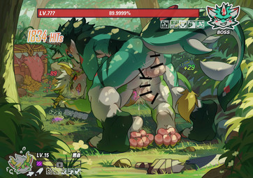 1_horn 2_horns 4_fingers 4_toes all_fours anthro backsack balls blue_eyes bodily_fluids broken_sword censor_bar cum cum_from_ass cum_in_ass cum_inside defeated doggystyle dragon_horn duo erection excessive_cum excessive_genital_fluids eye_roll feet fingers flaccid forced forest forest_background from_behind_position fur gameplay_mechanics genital_fluids genitals grass green_body green_fur hair heart_eyes heart_symbol horn humanoid_genitalia humanoid_penis kemono looking_at_another male male/male multicolored_body multicolored_fur nature nature_background nude open_mouth outside pawpads paws penis plant rape rear_view red_eyes sex smile smirk sweat sweaty_body sweaty_fur tears text toes tongue tongue_out tree user_interface white_body white_fur white_hair womb_tattoo yellow_body yellow_fur mooco_(artist) mythology honlem lai_ka aquatic cetacean dragon fish furred_dragon furred_fish furred_scalie hybrid mammal mythological_creature mythological_scalie scalie whale absurd_res censored chinese_text digital_drawing_(artwork) digital_media_(artwork) english_text hi_res shaded