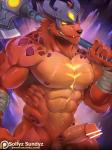 5_fingers abs abstract_background anthro areola axe balls bandage barazoku battle_axe biceps big_biceps big_muscles big_pecs biped cheek_tuft claws close-up clothing countershade_torso countershading empty_eyes erection facial_tuft fangs fingers front_view fur fur_tuft genitals glans glowing glowing_eyes headgear headwear holding_object holding_weapon horn huge_muscles humanoid_genitalia humanoid_hands humanoid_penis ineffective_censorship male manly melee_weapon mostly_nude muscular muscular_anthro muscular_male navel nipples nude obliques patreon_logo patreon_username pecs penis serratus sharp_teeth smile solo standing teeth text thick_penis thick_thighs triceps tuft vein veiny_penis weapon website_logo wraps wrist_wraps sollyz league_of_legends patreon riot_games tencent nasus_(lol) canid canine canis jackal mammal 3:4 censored detailed digital_media_(artwork) english_text half-length_portrait portrait shaded soft_shading url