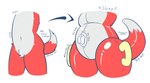 ambiguous_gender anthro before_and_after fur glistening glistening_body handles_on_thighs inanimate_transformation inflatable_transformation pool_toy red_body red_fur simple_background solo transformation white_background alsif_santoso canid canine mammal hi_res tagme