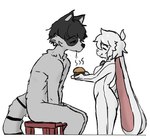 anthro bodily_fluids burger drooling duo female food inflatable latex living_sex_toy male male/female saliva steam dedzomby nina_snowfield animate_inanimate lagomorph leporid living_inflatable living_sex_doll mammal procyonid rabbit raccoon