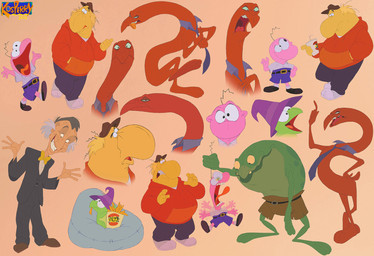 4_fingers annoyed anthro bean_bag bow_tie cheese clothed clothing confusion dairy_products eating fingers food fries green_body group hair happy hat headgear headwear hoodie logo male necktie open_mouth pink_background pink_body red_body scared serpentine simple_background smile standing style_crossover tongue toony topwear wizard_hat yellow_body kosperry adult_swim cartoon_network smiling_friends allan_red charlie_dompler glep_(smiling_friends) mr._boss_(smiling_friends) mr._frog_(smiling_friends) pim_pimling amphibian critter_(smiling_friends) frog human humanoid mammal 2025 artist_logo hi_res