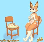 anthro black_eyes blue_background blush blush_lines breasts brown_body brown_fur cake chair cheek_tuft covering covering_breasts cutlery dessert dipstick_limbs eating eating_cake eating_food eyelashes facial_tuft female food fork fur furniture kitchen_utensils navel plate simple_background sitting solo tan_body tan_fur thick_thighs tools tuft white_body white_fur wide_hips limantequilla bluey_(series) chilli_heeler australian_cattle_dog canid canine canis cattledog domestic_dog herding_dog mammal pastoral_dog hi_res