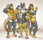 anthro barefoot breasts butt clothing feet female genitals group lingerie male medium_breasts pecs pecs_with_breasts penis pose selfie tail trio rawslaw5 mythology godrelion_(character) dragon mythological_creature mythological_scalie scalie hi_res