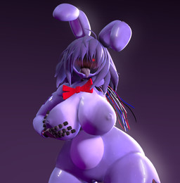 anthro big_breasts blush bodily_fluids bow_tie breast_grab breasts crossgender ears_down female genitals glistening glistening_body glowing glowing_eyes hair hand_on_breast huge_breasts long_hair looking_at_viewer machine mtf_crossgender pivoted_ears solo sweat thick_thighs tongue tongue_out vulva wire drowsyymeows mishuyuu_(modeler) five_nights_at_freddy's five_nights_at_freddy's_2 scottgames withered_bonnie_(fnaf) animatronic lagomorph mammal robot robot_anthro 3d_(artwork) digital_media_(artwork)