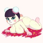 anthro big_breasts breast_squish breasts bun_cover cleavage clothed clothing female looking_at_viewer lying nude on_front simple_background solo squish gammainks animal_crossing nintendo pekoe_(animal_crossing) bear mammal 1:1 absurd_res hi_res