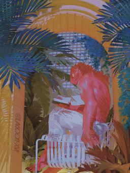 5_fingers anthro book claws detailed_background fingers holding_book holding_object humanoid_hands male muscular muscular_anthro muscular_male reading reading_book solo toony lagoon_xvi lizard reptile scalie 2025 3:4 colored detailed hi_res signature
