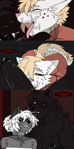 abs anthro anthro_on_anthro anthro_penetrated anthro_penetrating anthro_penetrating_anthro bandage bandaged_chest biceps big_penis black_body black_fur black_hair black_penis blush blush_lines bodily_fluids body_worship bodysuit butt butt_cutout chest_tuft clothing collar cutout deep_throat dialogue duo erection eye_through_hair eyebrow_through_hair eyebrows fellatio female female_anthro female_penetrated forced foreskin freckled_face freckles fur genital_worship genitals green_eyes grey_body grey_fur hair humanoid_genitalia humanoid_penis irrumatio looking_at_viewer male male/female male_anthro male_penetrating male_penetrating_female muscular muscular_male neck_grab neck_tuft nipples oral oral_penetration pecs penetration penile penis penis_in_mouth penis_worship rape red_eyes saliva sex simple_background skinsuit speech_bubble tail tan_body tan_fur tan_hair teeth text tight_clothing tongue tongue_out translucent translucent_hair tuft white_body white_fur white_hair butcher_pal adam_manchester victoria_manchester canid canine canis hybrid mammal procyonid raccoon wolf 2026 absurd_res colored comic digital_drawing_(artwork) digital_media_(artwork) english_text hi_res daughter_(lore) father_(lore) father_and_child_(lore) father_and_daughter_(lore) incest_(lore) parent_(lore) parent_and_child_(lore) parent_and_daughter_(lore)