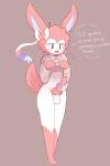 anthro anthrofied balls blush bodily_fluids bow_tie clothing genitals male masturbation penile penile_masturbation penis pokemorph ribbons simple_background solo sweat sweater topwear turtleneck amaruu nintendo pokemon amaruu_sylvia canid canine eeveelution generation_6_pokemon mammal pokemon_(species) sylveon 2:3 absurd_res hi_res