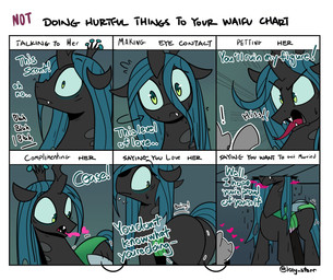 ambiguous_gender blue_hair butt butt_expansion chart dialogue duo expansion expansion_sound_effect fangs female feral green_eyes grey_body hair heart_symbol hissing horn insect_wings larger_female mane ponytail romantic size_difference sniffing teeth text wings icey_(artist) friendship_is_magic hasbro my_little_pony waifu_chart anon queen_chrysalis_(mlp) arthropod changeling_(mlp) equid equine horse mammal pony 2024 absurd_res english_text hi_res meme