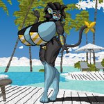 anthro anthrofied beach big_breasts bikini breasts clothed clothing female huge_breasts looking_at_viewer outside pokemorph poolside seaside solo swimwear top_heavy two-piece_swimsuit zane_alonoa nintendo pokemon rey_(zane_alonoa) canid canine canis generation_4_pokemon luxray mammal pokemon_(species) 1:1 2021 digital_media_(artwork) pixel_(artwork) signature