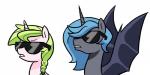 blue_hair duo eyewear female feral fur glasses green_hair grey_body grey_fur hair horn membrane_(anatomy) membranous_wings simple_background teeth white_background wing_boner wings kianamai hasbro my_little_pony mythology anthea fan_character princess_nidra bat_pony equid equine hybrid mammal mythological_creature mythological_equine unicorn winged_unicorn 2:1 comic