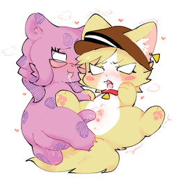 after_sex anus blush blush_stickers bodily_fluids chibi clothing collar duo ear_piercing ear_tag empty_eyes eyewear fangs feet female female/female female_penetrated female_penetrating female_penetrating_female feral fur genital_fluids genitals glasses half-closed_eyes hand_on_cheek hat headgear headwear hearts_around_body hindpaw humanoid_genitalia humanoid_genitalia_on_feral humanoid_vulva humanoid_vulva_on_feral inner_ear_fluff leaking_vagina multicolored_body multicolored_fur narrowed_eyes open_mouth paws penetration piercing purple_body purple_fur saliva saliva_on_tongue saliva_string sex spread_legs spread_vulva spreading steam stylized_empty_eyes tail tail_around_penis tail_fetish tail_play tail_sex tailjob teeth tongue tongue_out tremble_spikes tuft two_tone_body two_tone_fur vaginal_fluids vaginal_fluids_on_tail vulva wearing_glasses white_body white_fur yellow_body yellow_fur kirichiiii 2024 digital_drawing_(artwork) digital_media_(artwork)