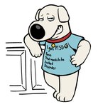 anthro clothing collar half-closed_eyes humor looking_at_viewer male narrowed_eyes shirt smile solo suggestive_shirt text topwear anonpupb family_guy brian_griffin canid canine canis domestic_dog mammal english_text