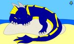 2_horns ambiguous_gender beach claws eyes_closed feral horn logo lying napping on_rock open_mouth rock seaside sky sleeping solo tail water umiriko_(artist) mythology umiriko aquatic_dragon dragon marine mythological_creature mythological_scalie scalie 2008 5:3