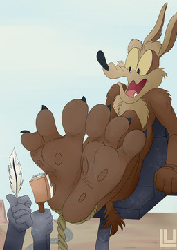 3_toes 4_fingers 5_fingers anthro arched_soles athletic athletic_anthro athletic_male back_tuft bdsm bent_legs betrayal biped black_eyes black_nose black_toe_claws bondage bondage_chair bondage_furniture bound brown_body brown_fur butt canyon chair cheek_tuft chest_tuft constricted_pupils curling_tail desert duo exposed_feet eyebrows faceless_anthro faceless_character facial_tuft fangs feet feet_tied fingers fist fluffy fluffy_chest foot_fetish foot_focus full_foot_pawpads full_pad fur furniture gradient_sky head_tuft heel_pad helpless holding_feather humanoid_feet humanoid_hands humanoid_heel knees_up logo loose_feather male mechanical_hands multicolored_body multicolored_fur nervous nude on_chair open_mouth outside panicked_look panicking pawpads paws pecs plantigrade pose pupils raised_eyebrows restraints ribs road rope rope_bondage sand scared sitting sitting_on_chair skin_folds skinny skinny_anthro skinny_male sky small_pupils soles solo_focus tail tan_body tan_eyebrows tan_fur teeth tickle_fetish tickle_torture tickling tickling_feet tickling_machine toe_wiggle toes trap_(contrivance) tuft two_tone_body two_tone_feet two_tone_fur wavy_mouth wide_eyed wide_hips wrinkled_feet wrinkles yellow_sclera lu123 looney_tunes warner_brothers wile_e._coyote canid canine canis coyote mammal 2022 artist_logo colored detailed digital_drawing_(artwork) digital_media_(artwork) hi_res pinup shaded