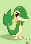 3_fingers ambiguous_gender blush feral fingers green_background green_body red_eyes simple_background solo nyanhiro nintendo pokemon generation_5_pokemon pokemon_(species) reptile scalie snivy absurd_res hi_res