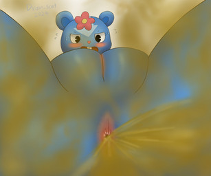 anthro anus anus_focus black_eyes blue_body blue_fur blush bodily_fluids butt fart fart_cloud fart_fetish farting_at_viewer female flower_accessory fur genitals heart_nose heart_symbol huge_fart low-angle_view lying on_back open_mouth red_anus simple_background solo spread_legs spreading sweat teeth vulva white_background worm's-eye_view drain_scat happy_tree_friends petunia_(htf) mammal mephitid skunk 2024 6:5 absurd_res hi_res