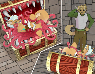 anthro bdsm bondage bound clothing clothing_aside dungeon duo female female_penetrated forced holidays looking_at_another male male/female panties panties_aside penetration pulled_to_side questionable_consent rape restrained restrained_by_tentacles sex solo tentacle_in_vagina tentacle_penetration tentacle_rape tentacle_sex tentacles torn_clothing underwear underwear_aside vaginal vaginal_penetration voyeur zenia zenia_wolf halloween zenia_(character) canid canine canis mammal mimic mimic_chest wolf absurd_res digital_media_(artwork) hi_res