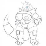 1:1 aggron anthro anthrofied armor big_breasts breasts female generation_3_pokemon genitals hi_res horn looking_at_viewer monochrome nintendo nipples nude open_mouth pokemon pokemon_(species) posexe pussy simple_background smile solo source_request white_background
