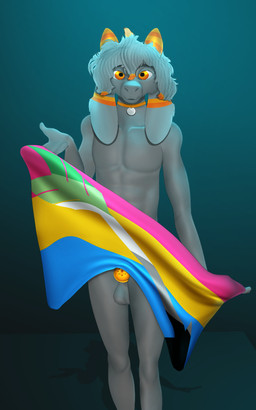 anthro aromantic_pride_colors balls chastity_cage chastity_device floppy_ears fur genitals grey_body grey_fur hair horn lgbt_pride male nude orange_eyes orange_horn pansexual_pride_colors pride_colors solo wearing_chastity_cage wearing_chastity_device conditional_dnp gusta lgbt_pride_month gusta_(gusta) bovid caprine goat mammal 5:8 hi_res