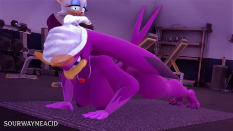 abs anthro anus areola athletic_wear beak being_watched big_breasts big_butt blue_eyes bouncing_breasts breast_squish breasts butt claws erect_tail exercise eyewear eyewear_on_head female genitals green_eyes group gym jewelry looking_at_another necklace nipples non-mammal_nipples nude purple_areola purple_body purple_vulva push-up rear_view solo_focus squish sunglasses sunglasses_on_head tail toe_claws trio vulva wearing_sunglasses sourwayneacid nottanj_(modeler) seriuswolf_(modeler) sega sonic_riders sonic_the_hedgehog_(series) big_the_cat rouge_the_bat wave_the_swallow avian bat bird domestic_cat felid feline felis hirundinid mammal oscine passerine swallow_(bird) 16:9 3d_(artwork) 3d_animation animated digital_media_(artwork) hi_res no_sound short_playtime video widescreen