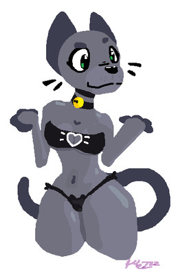 anthro bell bra cat_bra cat_keyhole_bra cat_lingerie cleavage_cutout clothing collar cutout female fur green_eyes grey_body grey_fur keyhole_bra keyhole_clothing keyhole_underwear lingerie panties side-tie_panties solo standing topwear underwear whiskers wide_hips mezzz beat_banger bunfan_games cathy_smith domestic_cat felid feline felis mammal digital_media_(artwork) microsoft_paint_(artwork)