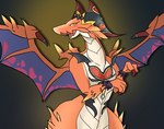 anthro claws clothed clothing costume female halloween_costume holidays horn membrane_(anatomy) membranous_wings open_mouth simple_background solo wings konayu_craft cygames dragalia_lost halloween mythology nintendo brunhilda_(dragalia_lost) dragon mythological_creature mythological_scalie scalie 2020 digital_media_(artwork)