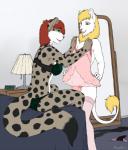 accelo auburn_hair blonde_hair bulge crossdressing feline female fur girly hair lamp leopard lingerie lion male mammal panties red_hair smile snow_leopard underwear white_fur
Rating: Questionable
Score: 14
User: HoboAssassin
Date: April 06, 2014