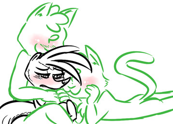 :3 ambiguous_gender anthro blush bodily_fluids crying cuddling group interspecies male naughty_face simple_background suggestive tears white_background inkyfrog disney zootopia anon anthro_anon fan_character hugh_muskroura domestic_cat felid feline felis mammal mephitid skunk 2017 digital_media_(artwork)