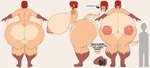 a-pose ambiguous_gender anthro areola big_breasts big_butt breasts brown_hair butt clothed clothing feet female gloves_(marking) hair hair_over_eyes huge_breasts huge_butt huge_thighs hyper hyper_breasts hyper_thighs looking_at_viewer markings nipples nude pawpads paws pink_areola pink_nipples red_hair simple_background size_difference solo tan_body text thick_thighs daiidalus anon anonymous oracle_(vhsdaii) canid canine canis domestic_dog herding_dog mammal pastoral_dog 2023 absurd_res artist_name digital_media_(artwork) english_text hi_res model_sheet